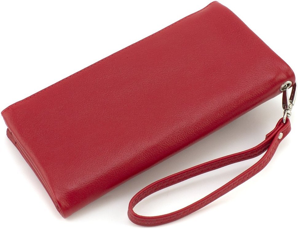 Женский кожаный кошелек-клатч в красном цвете на два отделения ST Leather 1767425