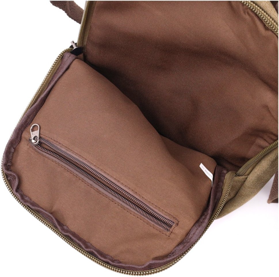 Мужская текстильная сумка-барсетка оливкового цвета Vintage 2422238