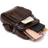 Темно-коричневая мужская небольшая сумка-барсетка из натуральной кожи Vintage (20691) - 4