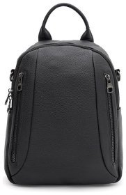 Жіночий рюкзак-сумка з натуральної шкіри флотар чорного кольору Keizer 71526