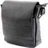 Мужская сумка на плечо небольшого размера из зернистой кожи черного цвета SHVIGEL (00964) - 2