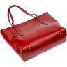 Бордовая женская сумка большого размера из натуральной кожи с длинными ручками Vintage (2422076) - 3