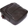 Коричневая кожаная мужская сумка-барсетка маленького размера через плечо Vintage (20458) - 3