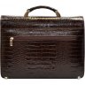 Мужской кожаный портфель коричневого цвета под крокодила Desisan (19117) - 2