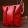Кожаная вместительная женская сумка-шоппер красного цвета Shvigel (16355) - 9