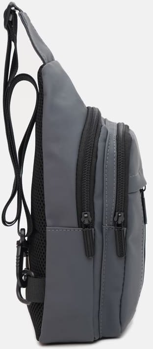 Темно-серая мужская сумка-слинг вертикального формата из текстиля Monsen (19408)