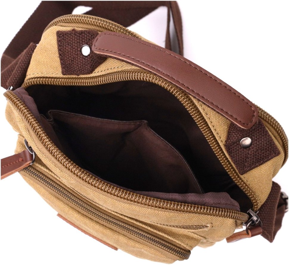 Мужская сумка-барсетка из текстиля песочного цвета Vintage 2422239