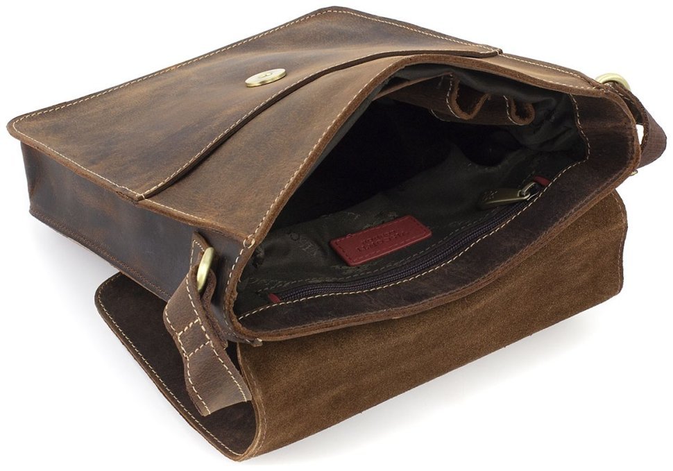 Коричневая мужская сумка через плечо из винтажной кожи Visconti Skyler 69226