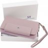Удобный кожаный женский кошелек темно-розового цвета на два отдела ST Leather (15370) - 7