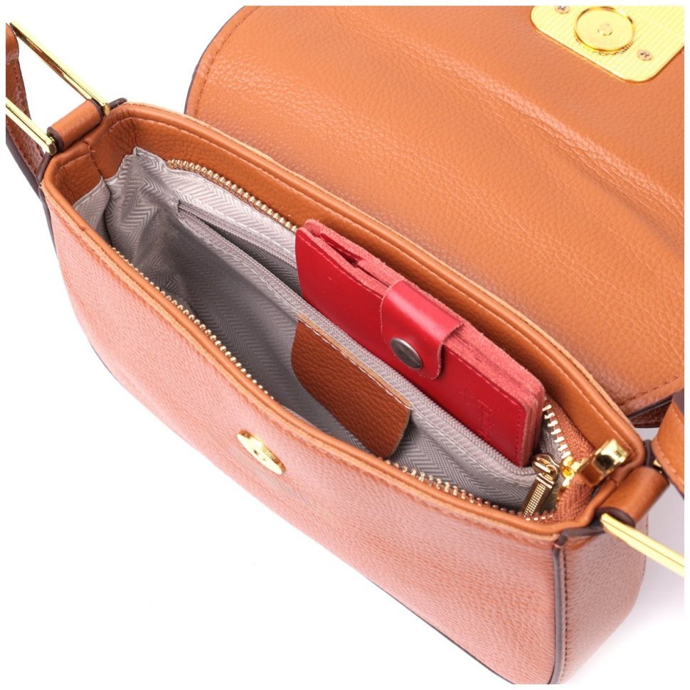 Женская сумка-кроссбоди из натуральной коричневой кожи с клапаном на магните Vintage 2422390
