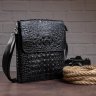 Наплечная мужская сумка планшет из кожи с фактурой под крокодила VINTAGE STYLE (14715) - 3