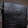 Наплечная мужская сумка планшет из кожи с фактурой под крокодила VINTAGE STYLE (14715) - 5