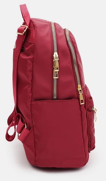 Большой женский рюкзак из текстиля красного цвета на две молнии Monsen 71827