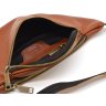 Стильная сумка на пояс из гладкой кожи коричневого цвета TARWA (19651) - 6