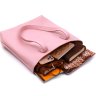 Розовая женская сумка-шоппер из натуральной кожи с длинными ручками Shvigel (16356) - 6