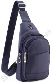 Молодежный слинг рюкзак синего цвета Bags Collection (10718)