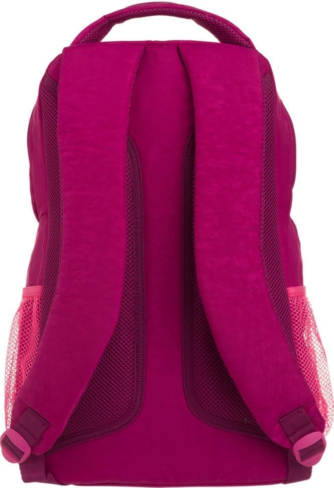Малиновый школьный рюкзак для девочек из текстиля с цветами Bagland (55727)