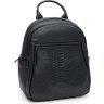 Средний женский кожаный рюкзак черного цвета с фактурой под рептилию Keizer (56027) - 1