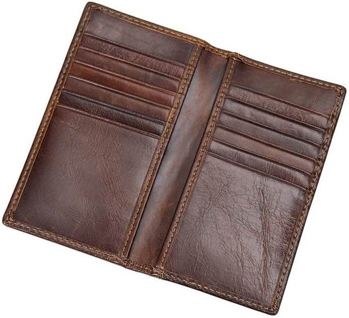 Вертикальная кредитница двойного сложения из натуральной кожи коричневого цвета Vintage 2414512