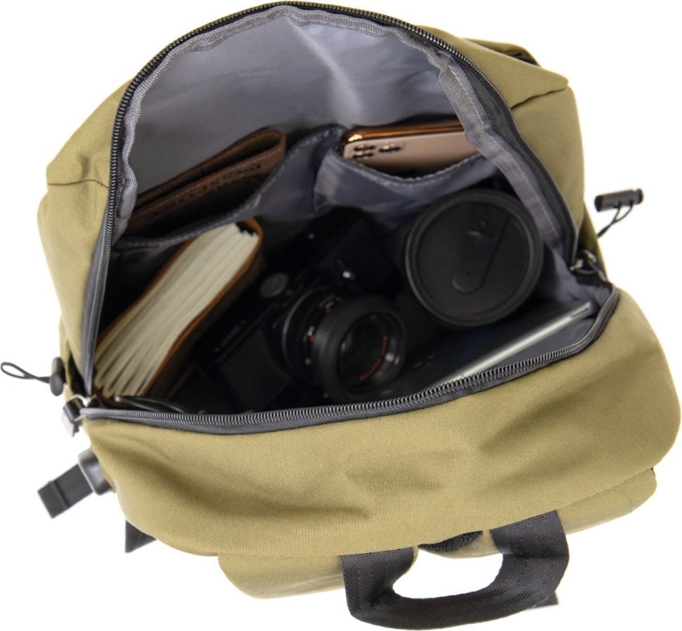 Оливковый рюкзак из прочного текстиля с отделением под ноутбук Vintage (20623)