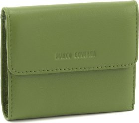 Компактный женский кошелек из натуральной кожи оливкового цвета Marco Coverna 68627