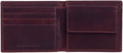 Коричневое мужское портмоне из винтажной кожи с карманом для монет Smith&Canova 69727