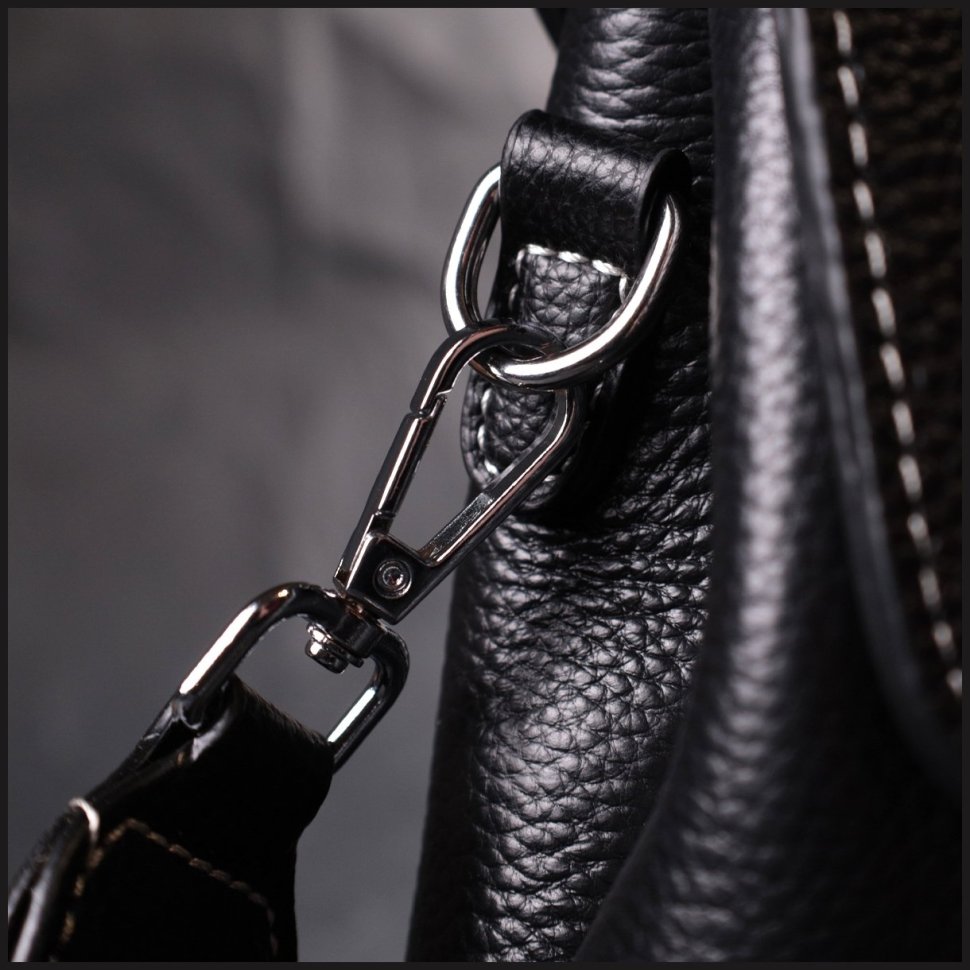 Классическая женская сумка среднего размера из натуральной кожи черного цввета Vintage 2422291