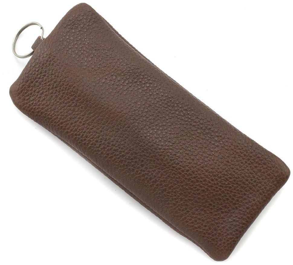 Большая коричневая ключница из натуральной кожи на молнии ST Leather 70828