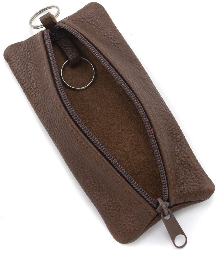 Большая коричневая ключница из натуральной кожи на молнии ST Leather 70828