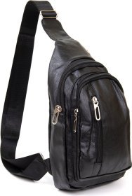 Чорна чоловіча сумка-слінг із шкірзамінника Vintage (20511)