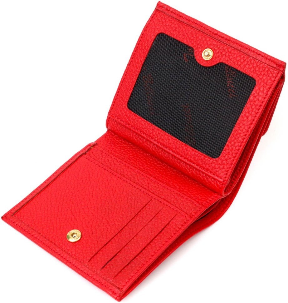 Небольшой женский кошелек из натуральной кожи красного цвета на кнопке Tony Bellucci (2422011)
