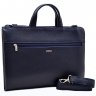 Стильная кожаная сумка синего цвета для документов - DESISAN (11564) - 6