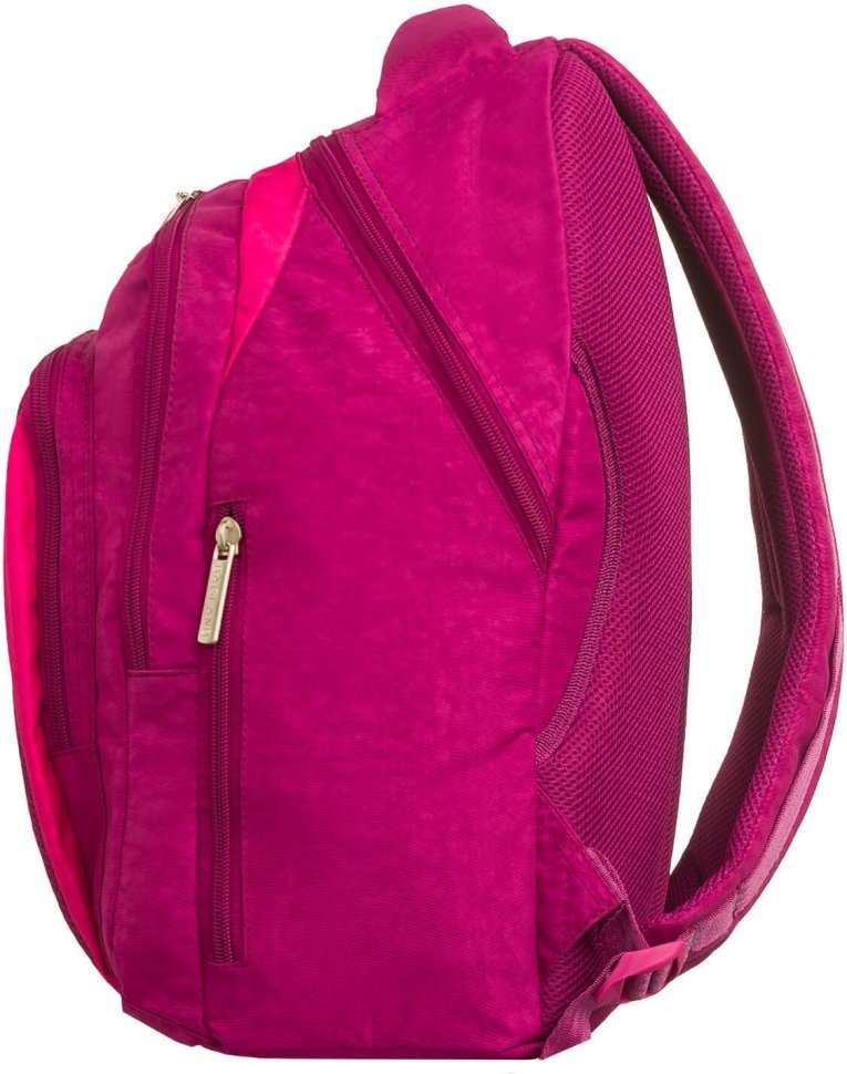 Большой текстильный рюкзак малинового цвета с ортопедической спинкой Bagland 55728