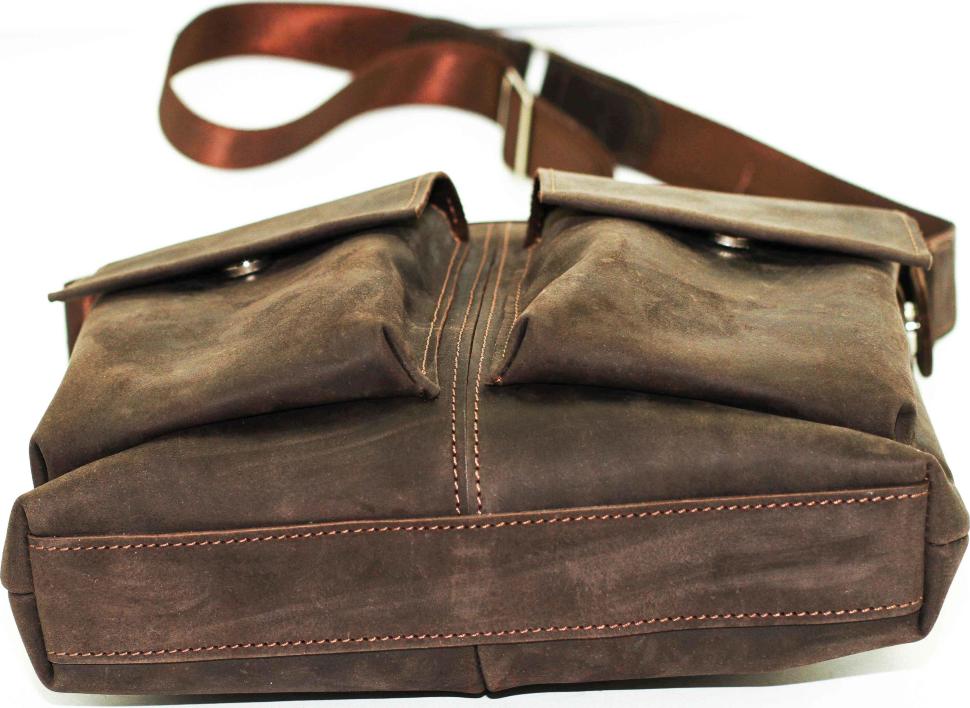 Мужская сумка из винтажной кожи коричневого цвета VATTO (12069)
