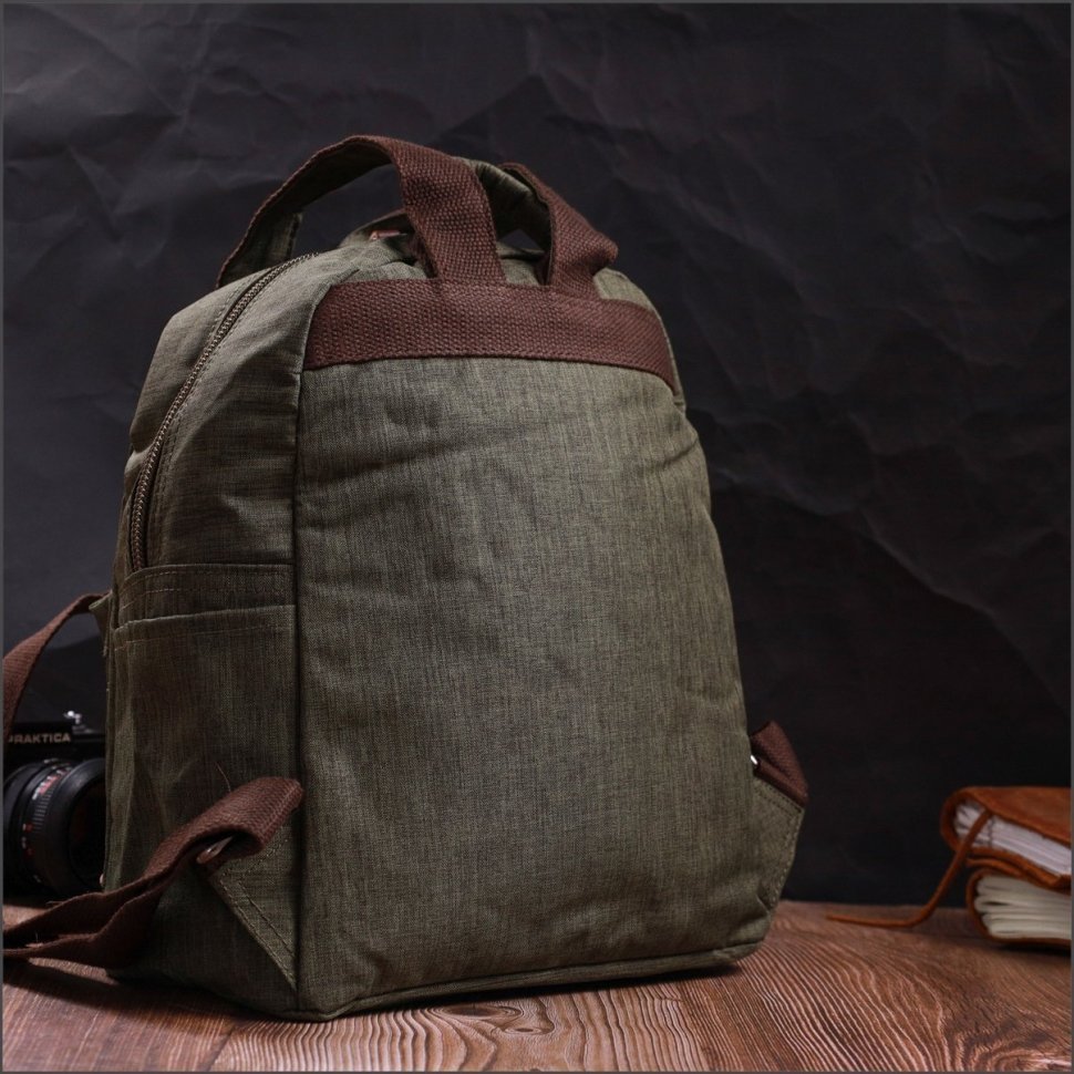 Мужской рюкзак среднего размера из текстиля оливкового цвета Vintage 2422242