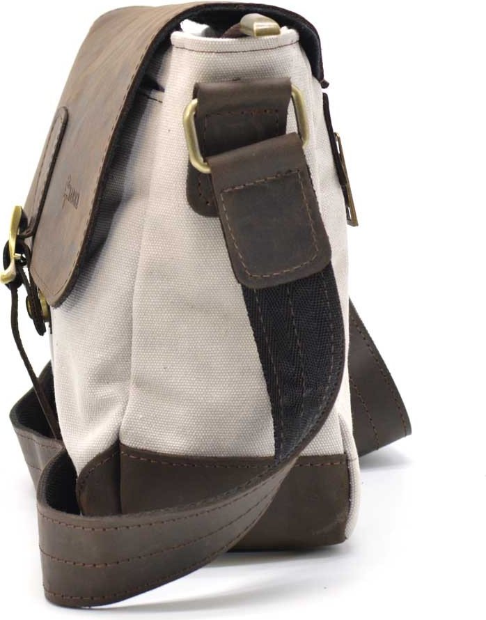 Мужская сумка-мессенджер из сочетания натуральной кожи и текстиля TARWA (21711)