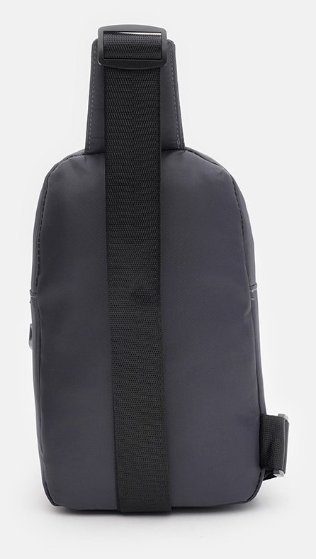 Текстильная мужская сумка-слинг серого цвета с принтом Monsen 71529
