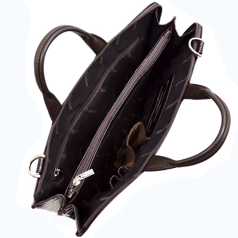 Мужская сумка для документов из кожи под текстуру крокодила - DESISAN (11563)