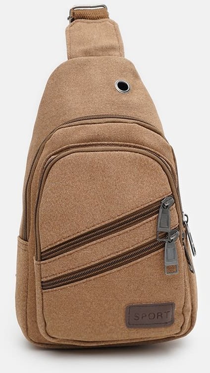 Коричневая мужская тактическая сумка-слинг из текстиля Monsen (22161)