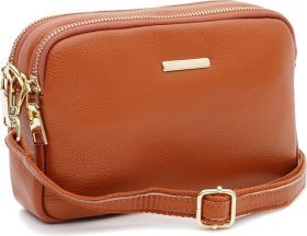 Женская кожаная сумка через плечо в коричневом цвете на два отделения Borsa Leather (59129)