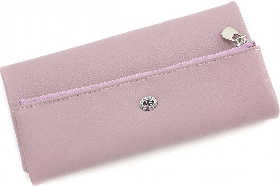 Женский горизонтальный кошелек темно-розового цвета из натуральной кожи ST Leather (15349)