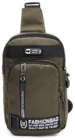 Зеленая мужская сумка-слинг через плечо из текстиля Monsen 71530