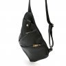 Черная мужская сумка-слинг через плечо из натуральной кожи с гладкой поверхностью TARWA (19665) - 2