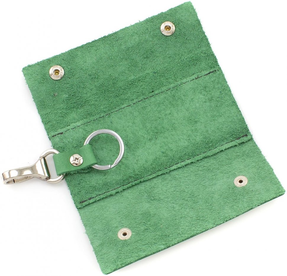 Зеленая ключница их матовой кожи на кнопках Grande Pelle (15725)