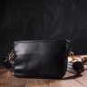 Небольшая женская сумка из натуральной кожи черного цвета с ремешком на плечо Vintage (2422080) - 7