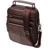 Коричневая мужская сумка-барсетка вертикального формата из натуральной кожи флотар Vintage 2421952 - 1
