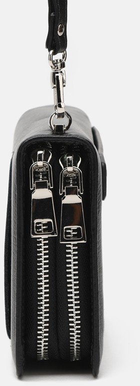 Мужской кожаный клатч черного цвета на два автономных отделения Ricco Grande (56930)