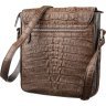 Кожаная мужская сумка коричневого цвета из крокодила CROCODILE LEATHER (024-18262) - 2
