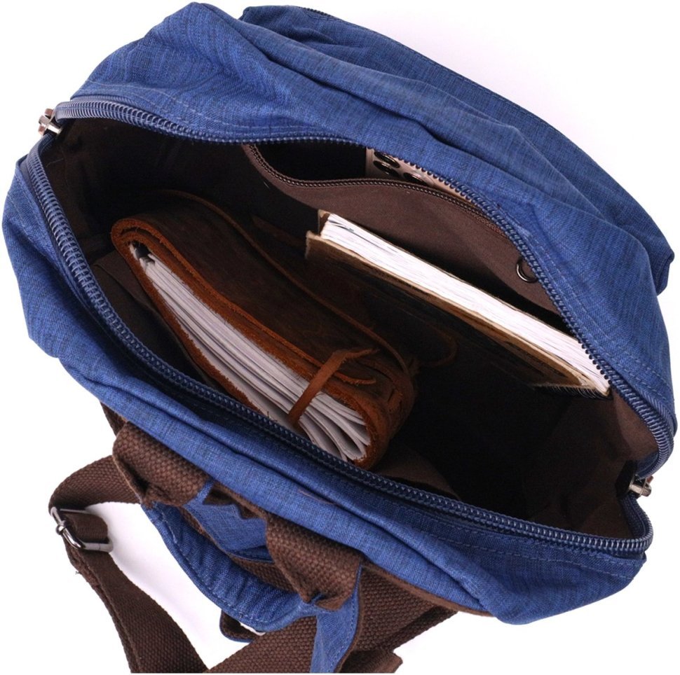 Синий текстильный рюкзак для города среднего размера Vintage 2422244