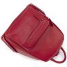 Вместительный кожаный женский рюкзак красного цвета на молнии KARYA 69730 - 4